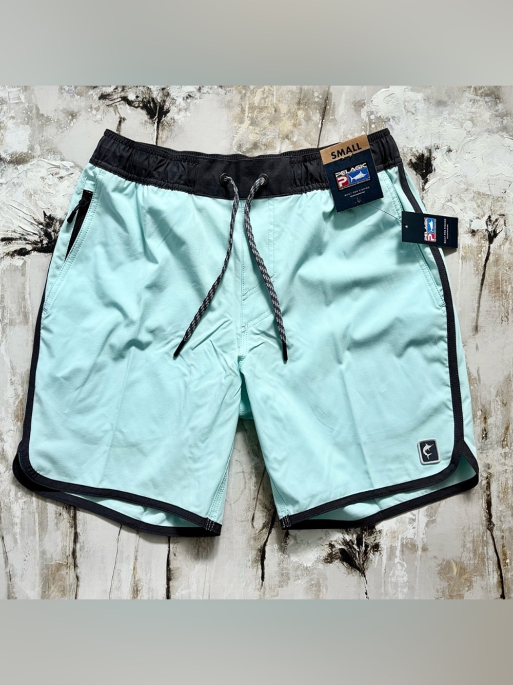 Pelagic Men’s Mint Swim Board Shorts with Black Waistband